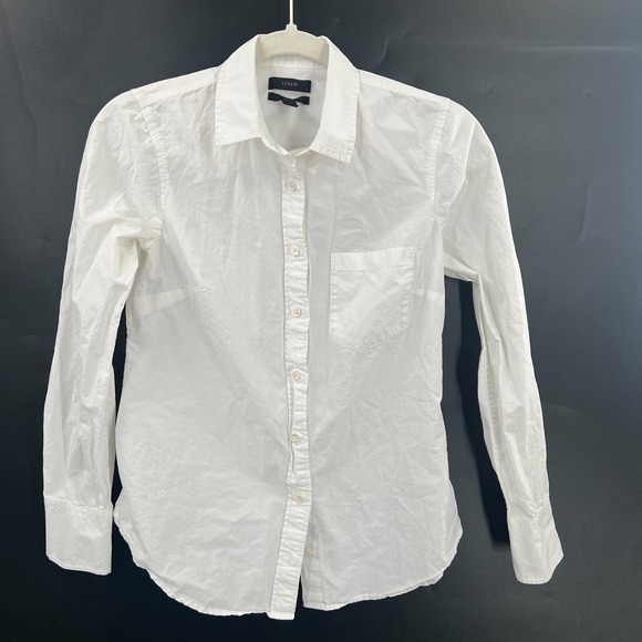 J.CREW Tops - J.Crew classic white button front cotton shirt preppy classic casual nautical 0